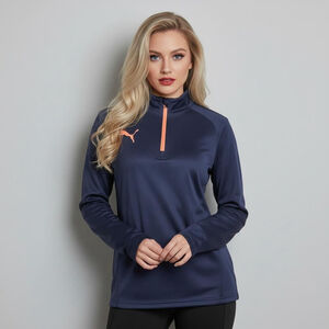 Puma Dry Cell Small Navy and Coral Pink 1/4 Zip Pullover Sweater